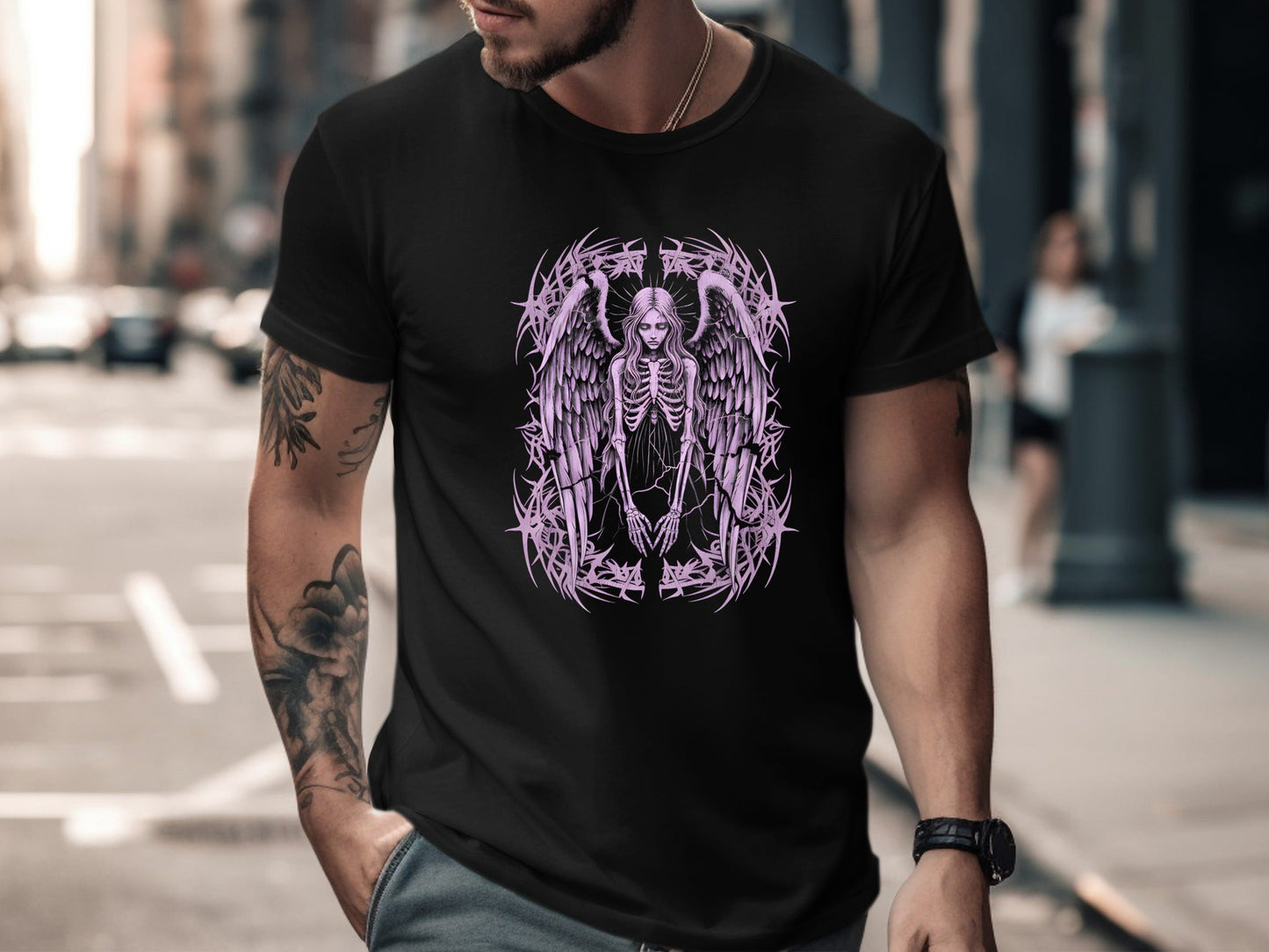 Skeletal Angel Pastel Goth Tribal Graphic Tee