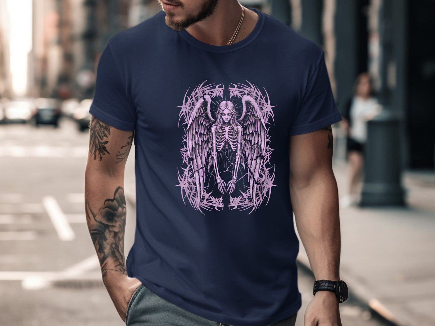Skeletal Angel Pastel Goth Tribal Graphic Tee