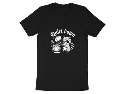 Quiet Down Raccoon Smashing Alarm Clock Funny Tee