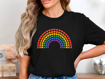 Rainbow Heart Arch T-Shirt - Black / Minimalist Pride