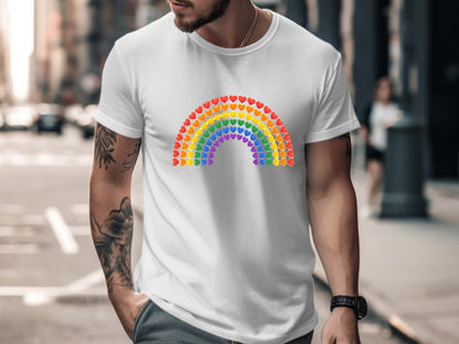 Rainbow Heart Arch T-Shirt - Black / Minimalist Pride