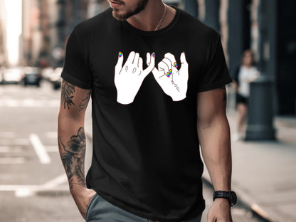 Rainbow Nails Pinky Promise T-Shirt - Black / Pride Australia