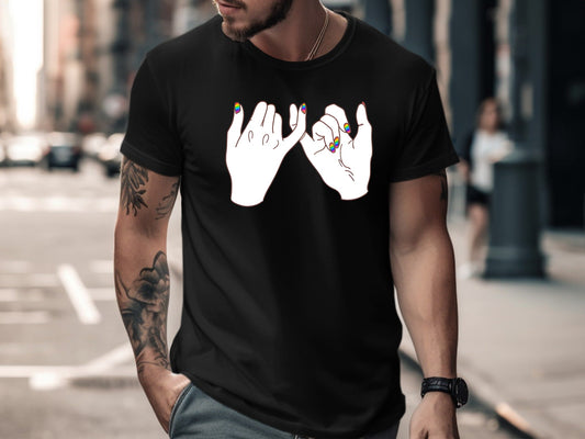 Rainbow Nails Pinky Promise T-Shirt - Black / Pride Australia