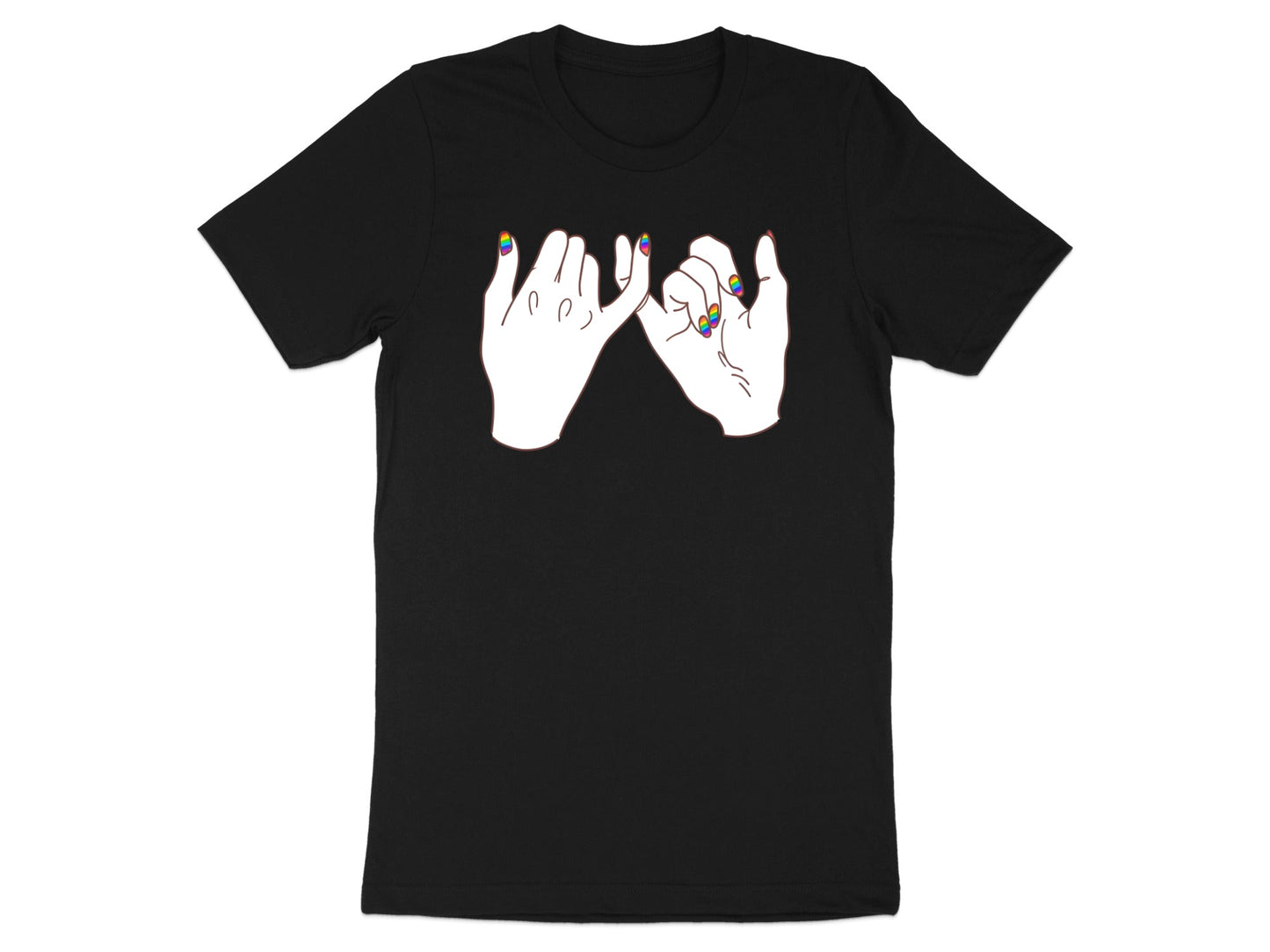 Rainbow Nails Pinky Promise T-Shirt - Black / Pride Australia