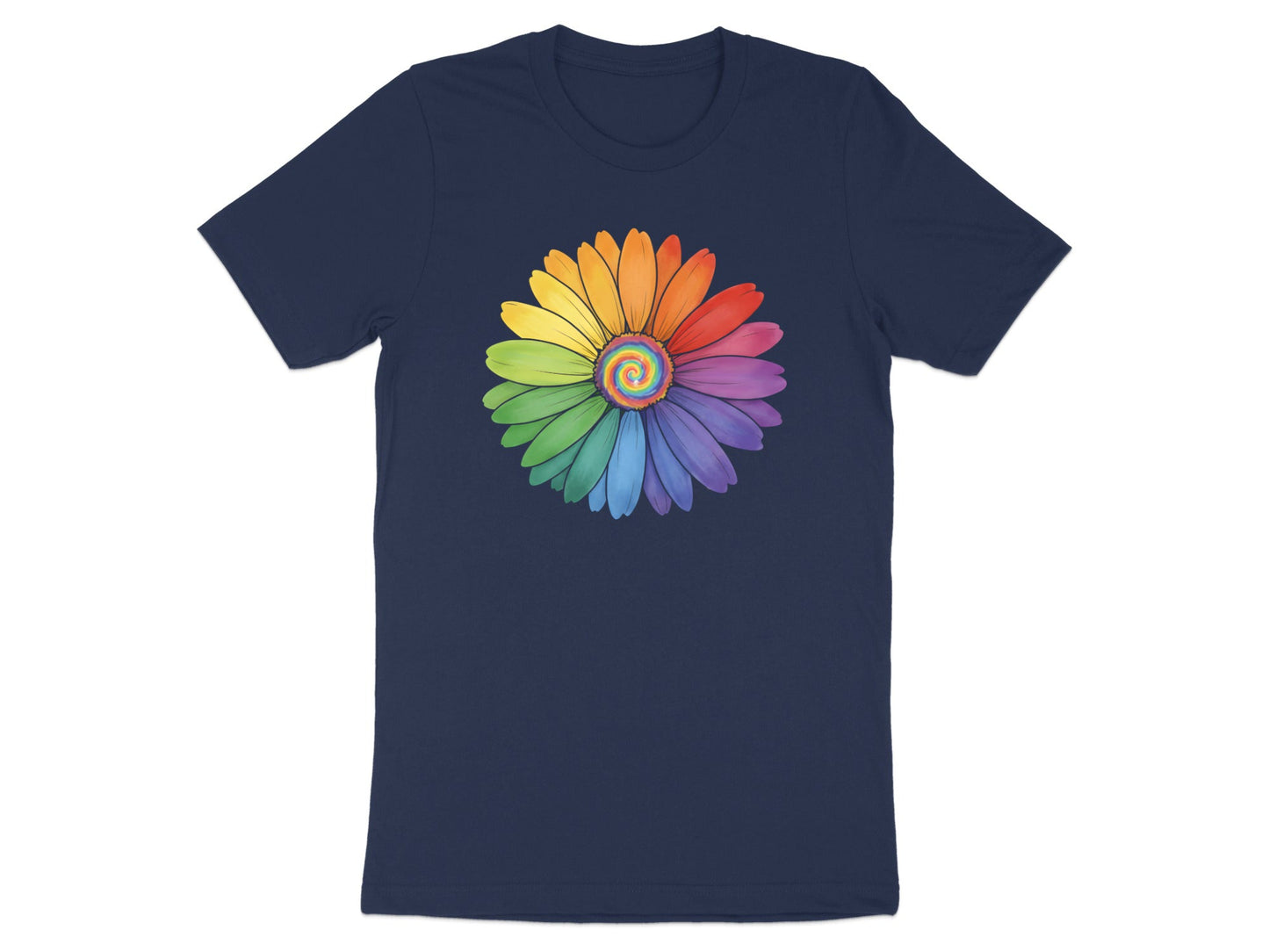 Rainbow Spiral Flower T-Shirt - Black / Pride Australia