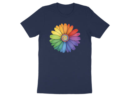 Rainbow Spiral Flower T-Shirt - Black / Pride Australia
