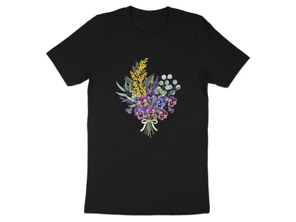 Native Bouquet Watercolor T-Shirt - Black / Australian Pride