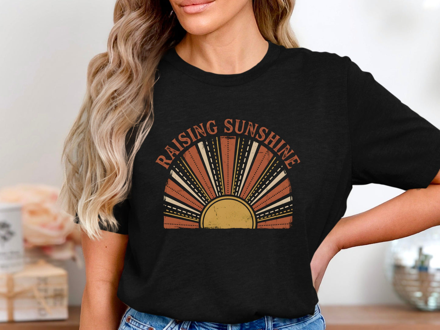 Raising Sunshine Retro Sunburst Tee - Vintage Motherhood Shirt