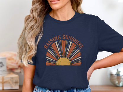 Raising Sunshine Retro Sunburst Tee - Vintage Motherhood Shirt