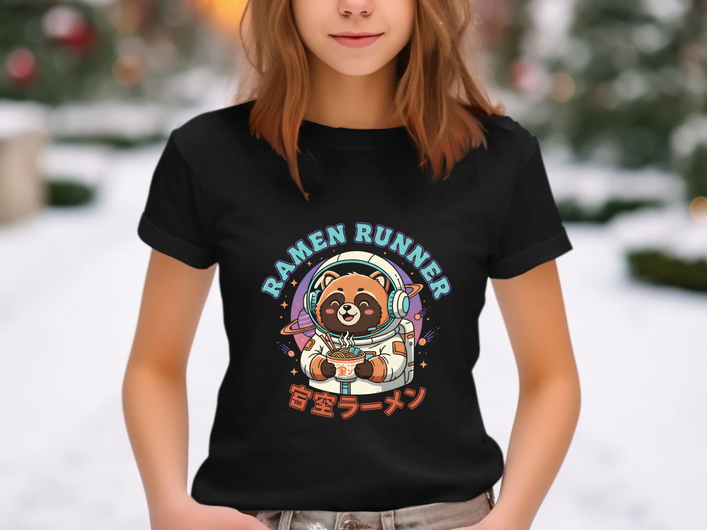 Ramen Runner Astronaut Red Panda Space T-Shirt