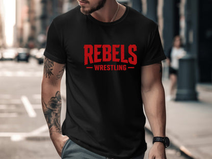 Rebels Wrestling Distressed Logo T-Shirt