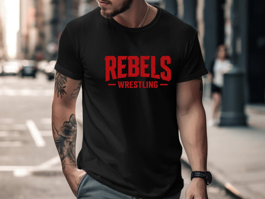 Rebels Wrestling Distressed Logo T-Shirt