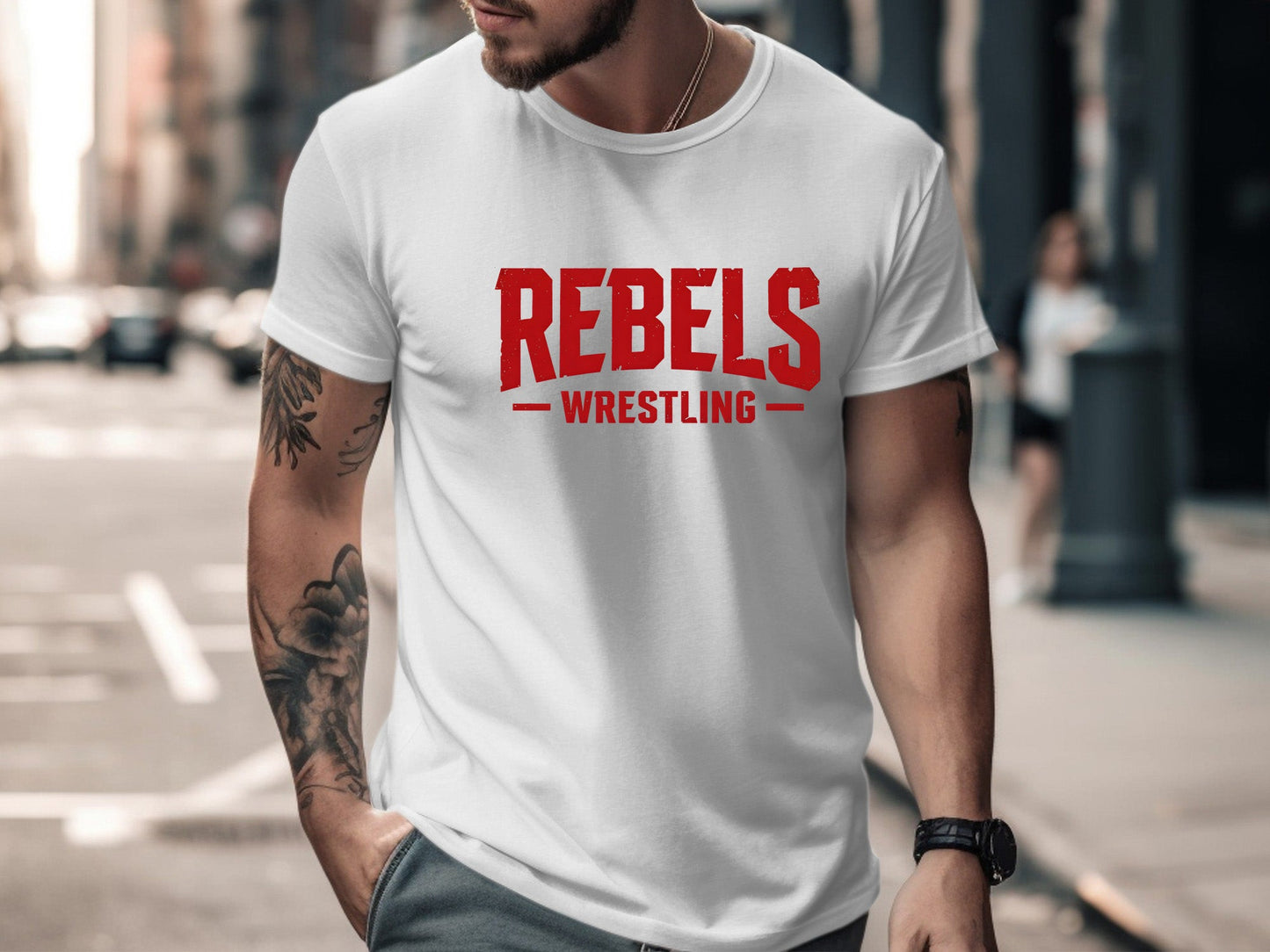 Rebels Wrestling Distressed Logo T-Shirt