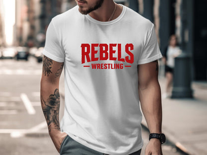 Rebels Wrestling Distressed Logo T-Shirt