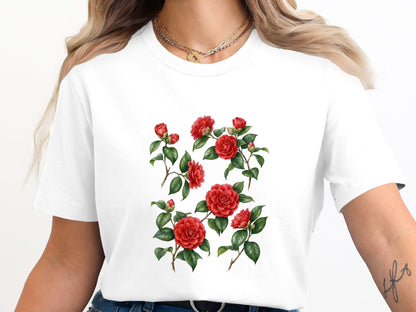 Classic Red Camellia Botanical T-Shirt