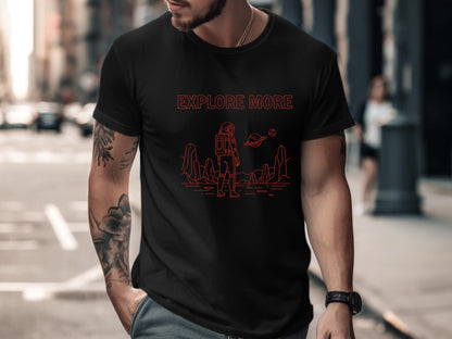 Explore More Minimalist Red Astronaut T-Shirt