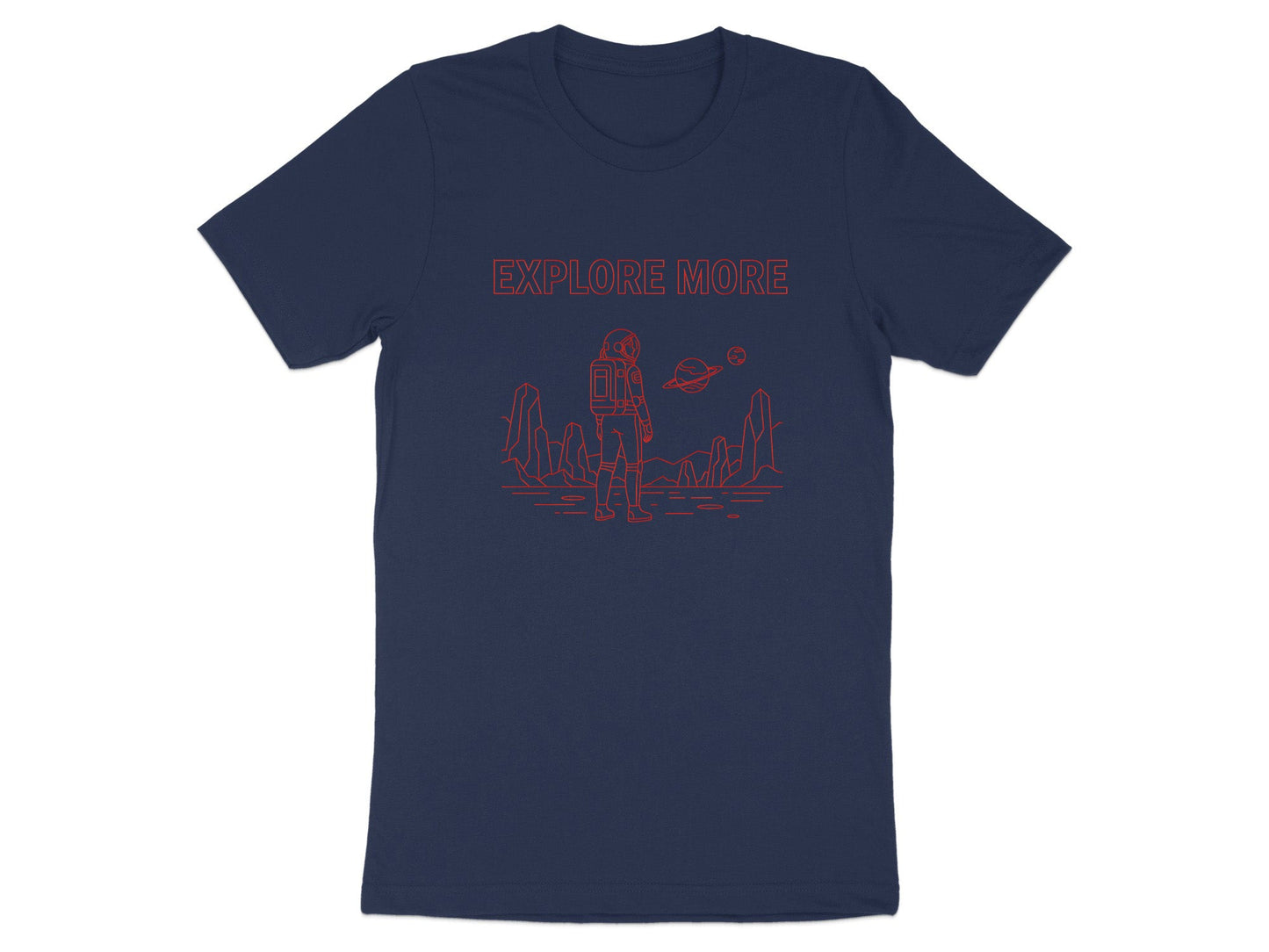 Explore More Minimalist Red Astronaut T-Shirt