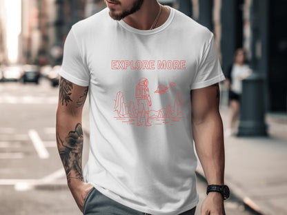 Explore More Minimalist Red Astronaut T-Shirt
