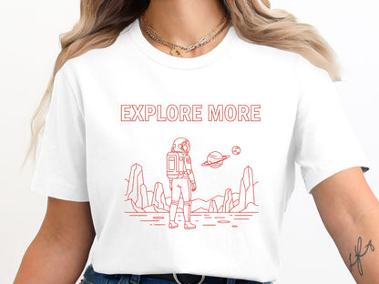 Explore More Minimalist Red Astronaut T-Shirt