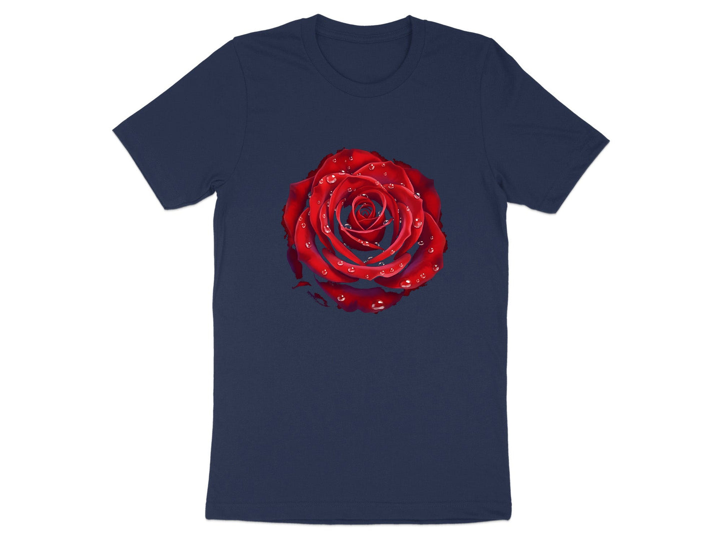 Hyper-Realistic Dewy Red Rose T-Shirt