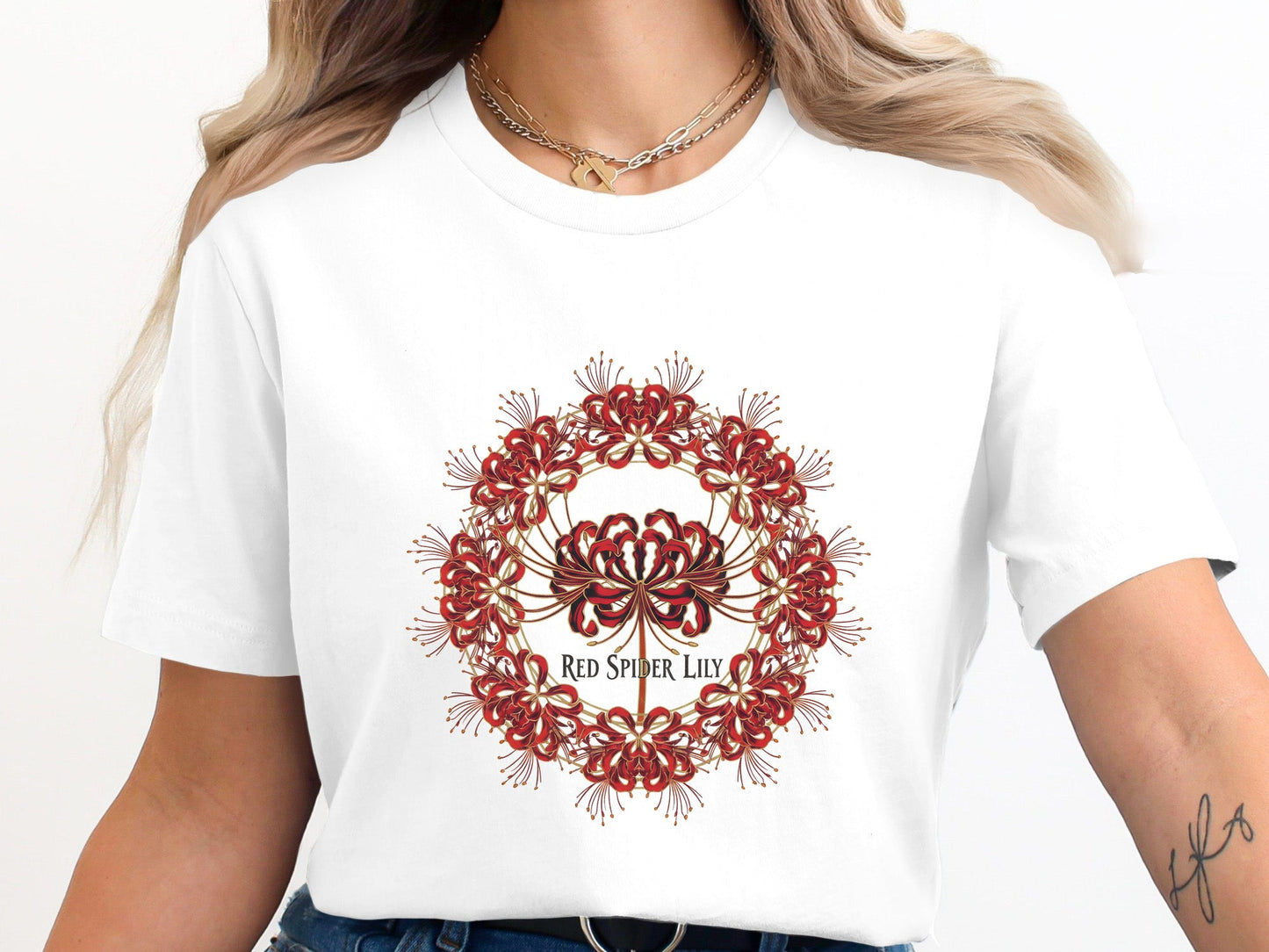 Sacred Red Spider Lily Mandala T-Shirt