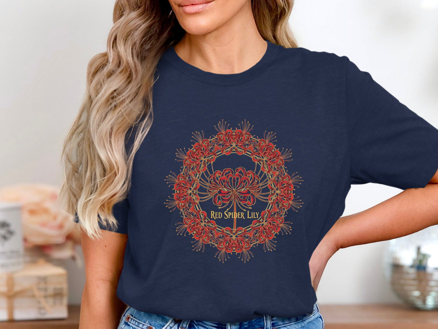Sacred Red Spider Lily Mandala T-Shirt
