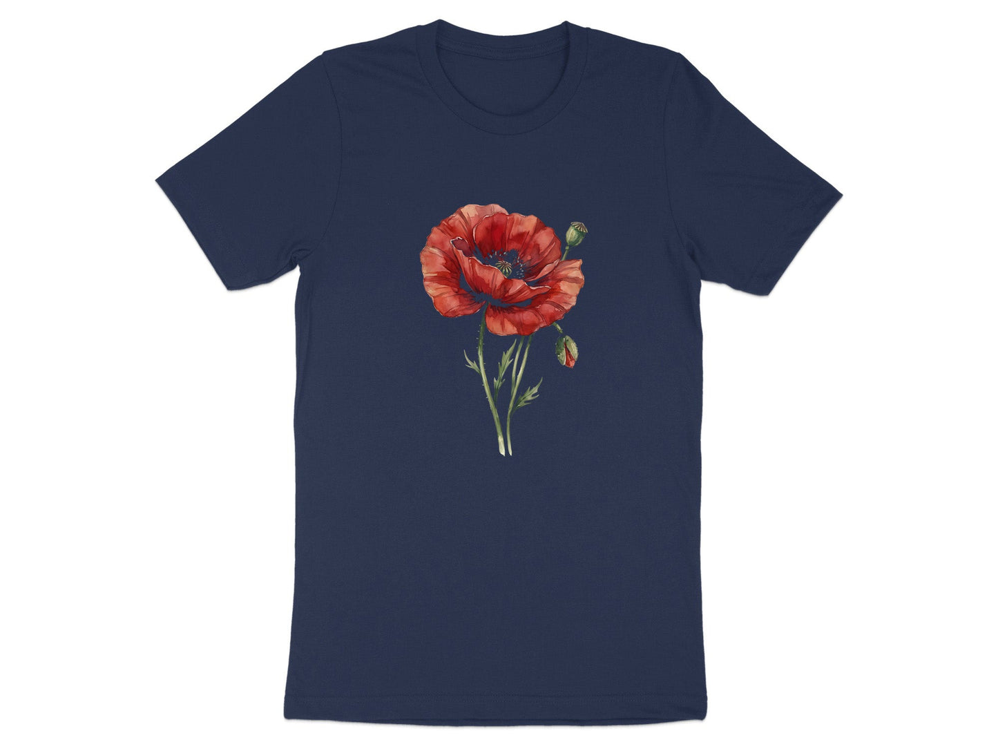 Watercolor Realism Single Red Poppy T-Shirt