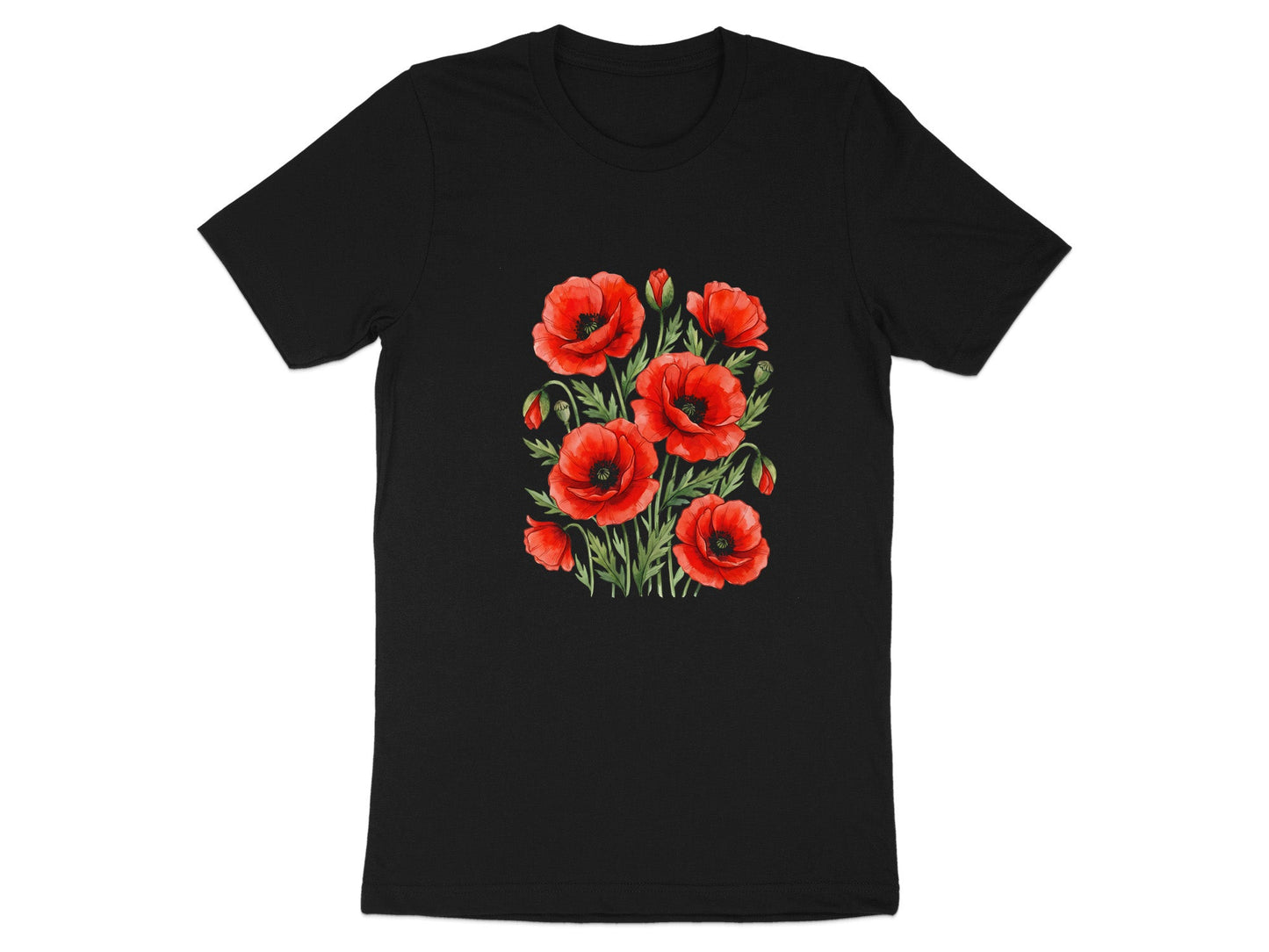Vibrant Floral Cluster Poppy Bouquet  T-Shirt