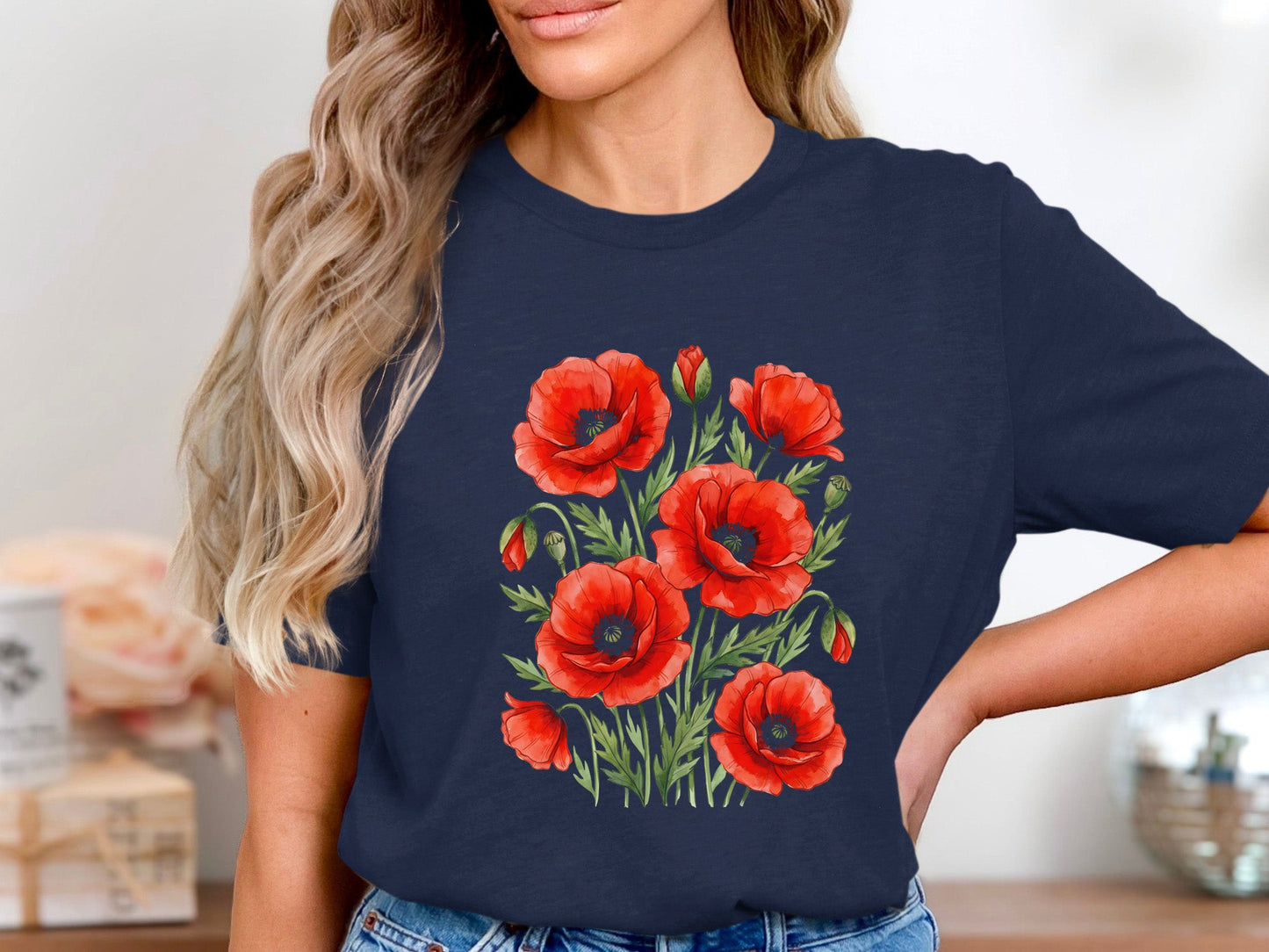 Vibrant Floral Cluster Poppy Bouquet  T-Shirt