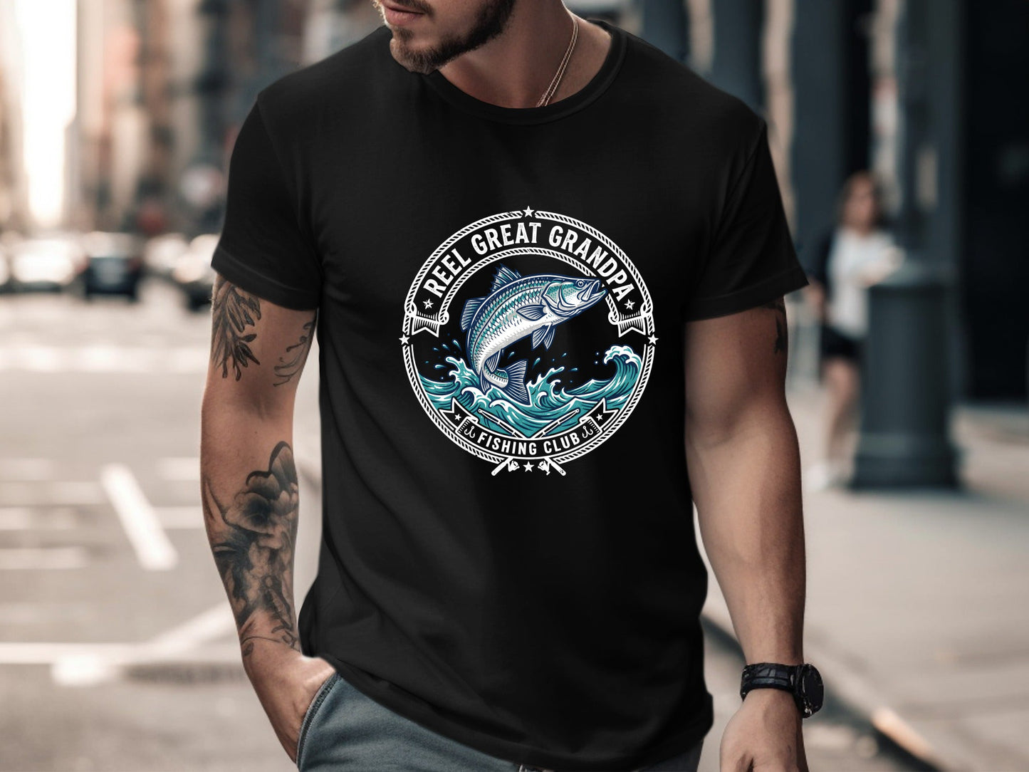 Reel Great Grandpa Funny Fishing Graphic Tee