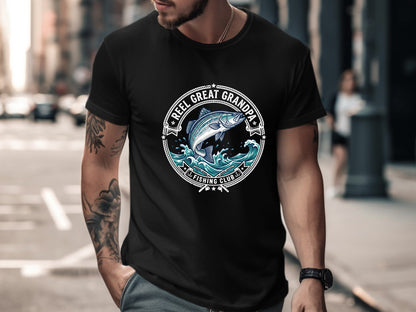 Reel Great Grandpa Funny Fishing Graphic Tee
