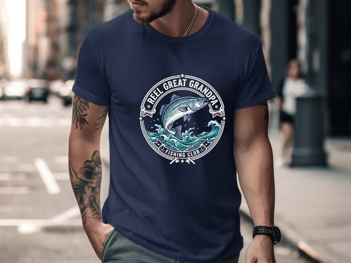 Reel Great Grandpa Funny Fishing Graphic Tee