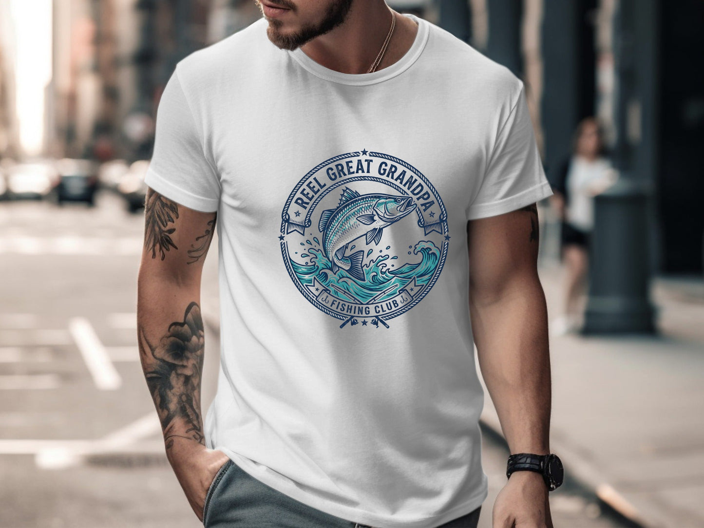 Reel Great Grandpa Funny Fishing Graphic Tee