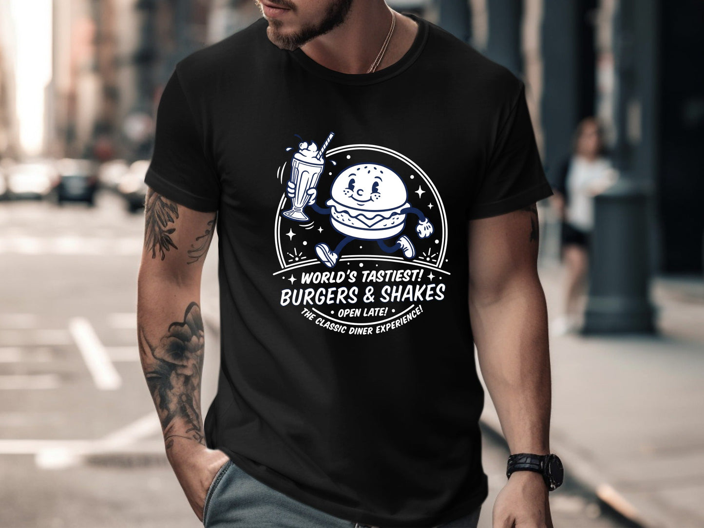 Retro Burgers & Shakes Classic Diner Men's Tee