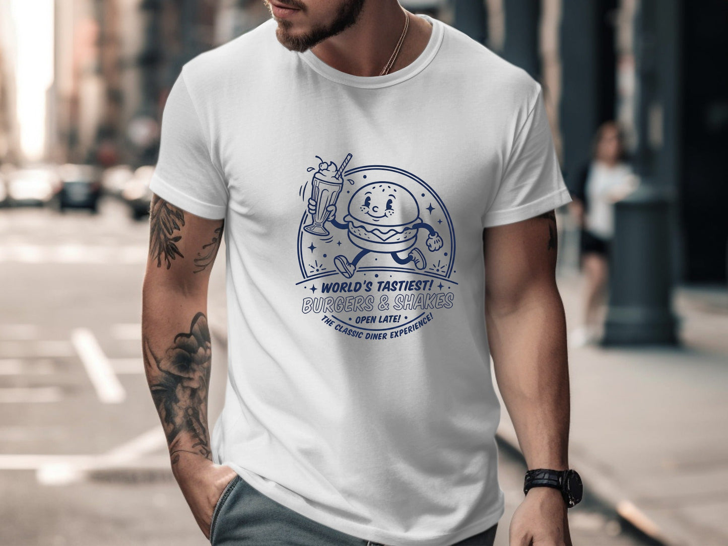 Retro Burgers & Shakes Classic Diner Men's Tee