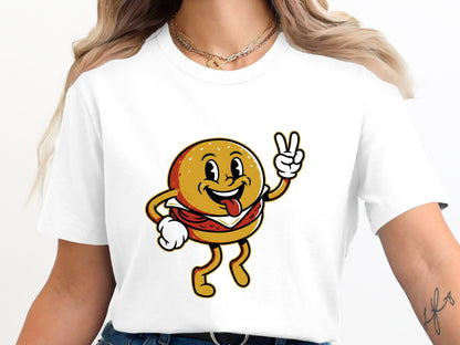 Retro Burger Mascot T-Shirt - 1950s Style Cartoon  Tee