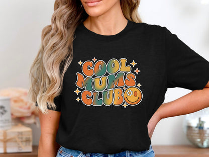 Cool Mums Club Retro Groovy Tee - 70s Smiley Face Shirt