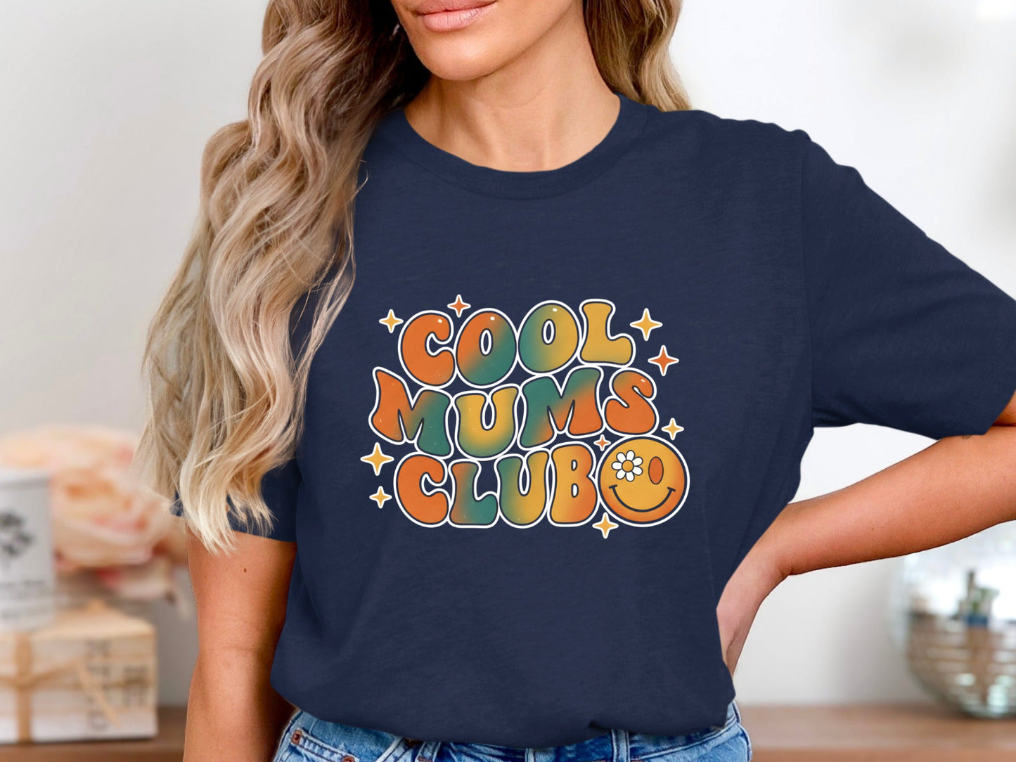 Cool Mums Club Retro Groovy Tee - 70s Smiley Face Shirt