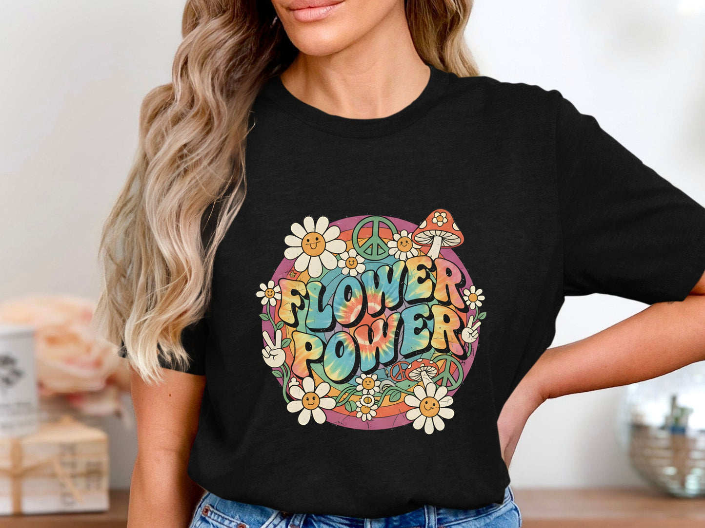 Hippie Flower Power Peace Graphic T-Shirt