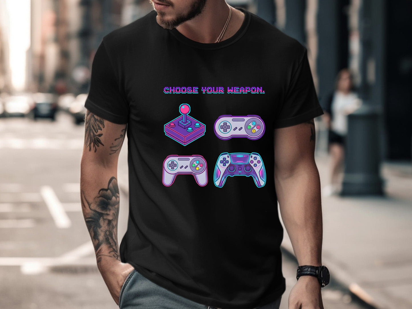 Neon Cyberpunk Gaming Headset T-Shirt