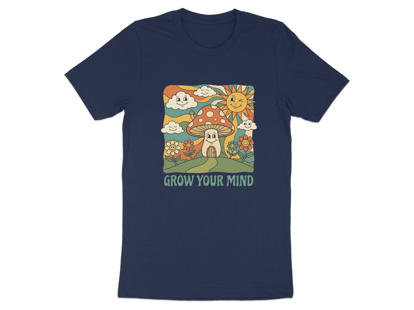 Grow Your Mind Vintage Mushroom Cartoon T-Shirt