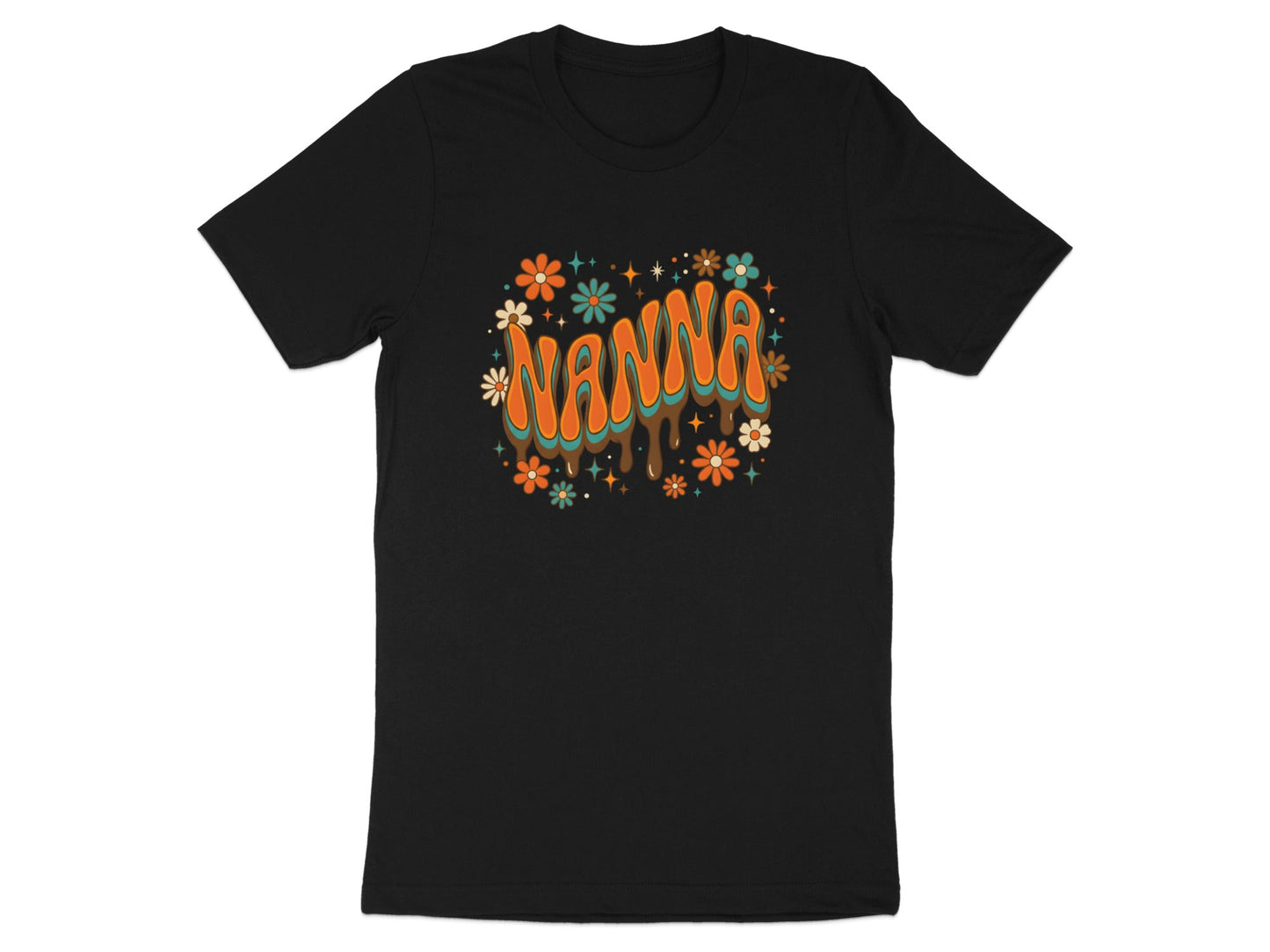 Retro Groovy Nanna Floral Tee - 70s Style Grandparent Shirt