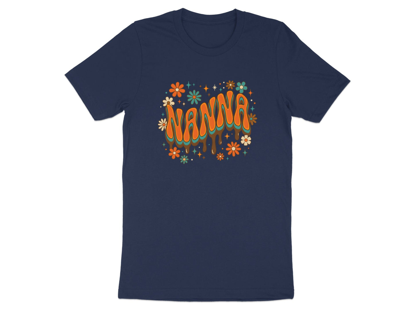Retro Groovy Nanna Floral Tee - 70s Style Grandparent Shirt