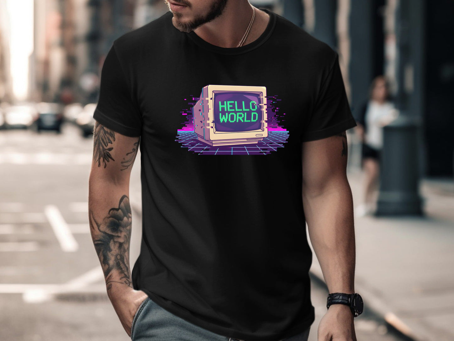 Retro 'Hello World' CRT Monitor T-Shirt - Classic Coding Tee