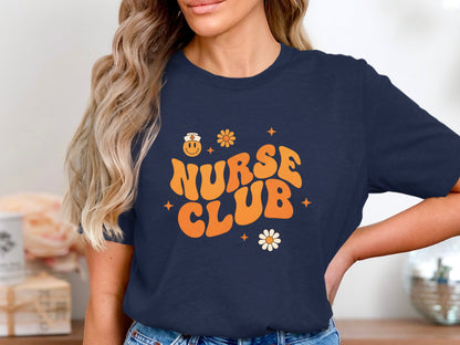 Retro Nurse Club T-Shirt - Groovy 70s Style Medical Tee