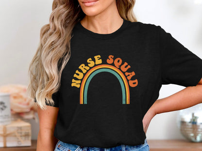 Retro Nurse Squad Rainbow T-Shirt - Vintage Boho Tee