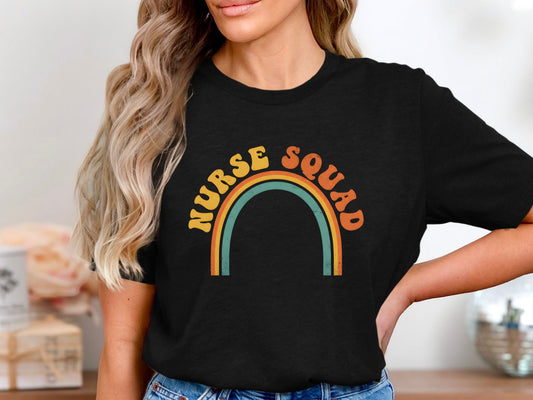Retro Nurse Squad Rainbow T-Shirt - Vintage Boho Tee