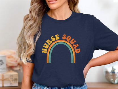 Retro Nurse Squad Rainbow T-Shirt - Vintage Boho Tee