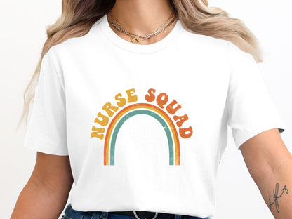 Retro Nurse Squad Rainbow T-Shirt - Vintage Boho Tee