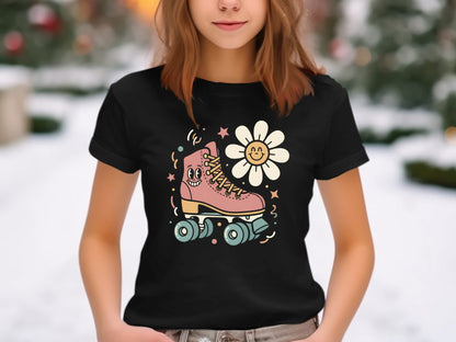 Retro Roller Skate Smiley Graphic Tee